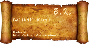 Balikó Kitti névjegykártya